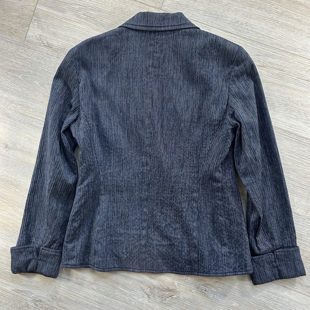 Lafayette 148 Women's Size 4 100% Virgin Wool Blazer Blue Silver Metallic Office - Picture 6 of 13